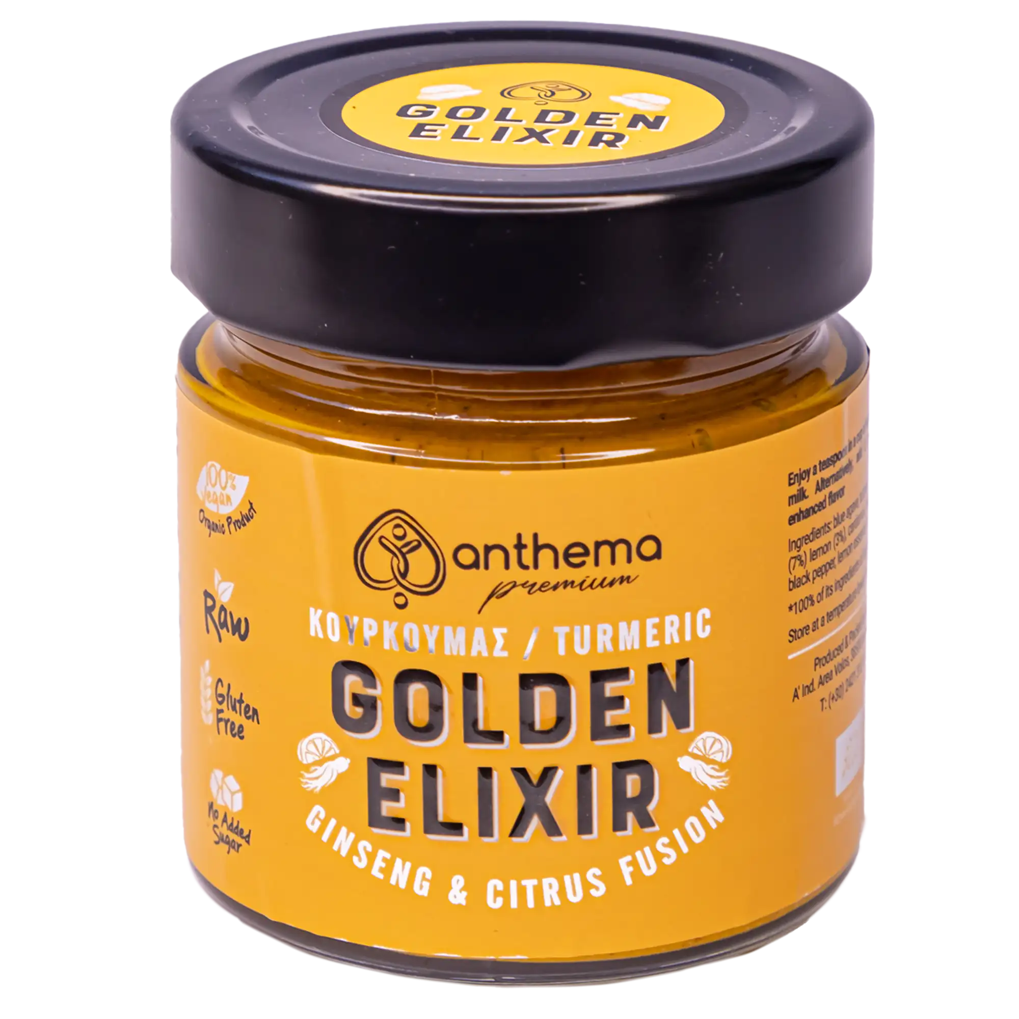 auksinis eliksyras Ekologiškas ciberžolės mišinys su apelsinais ir citrina – 210 g, Anthema.