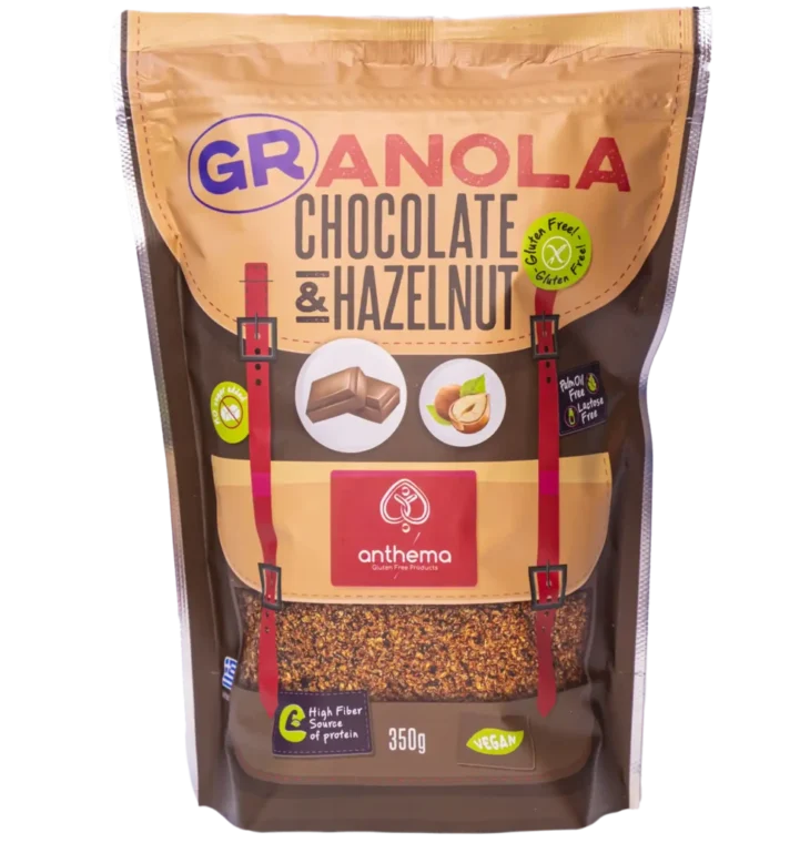 Granola su šokoladu ir lazdyno riešutais, 350 g