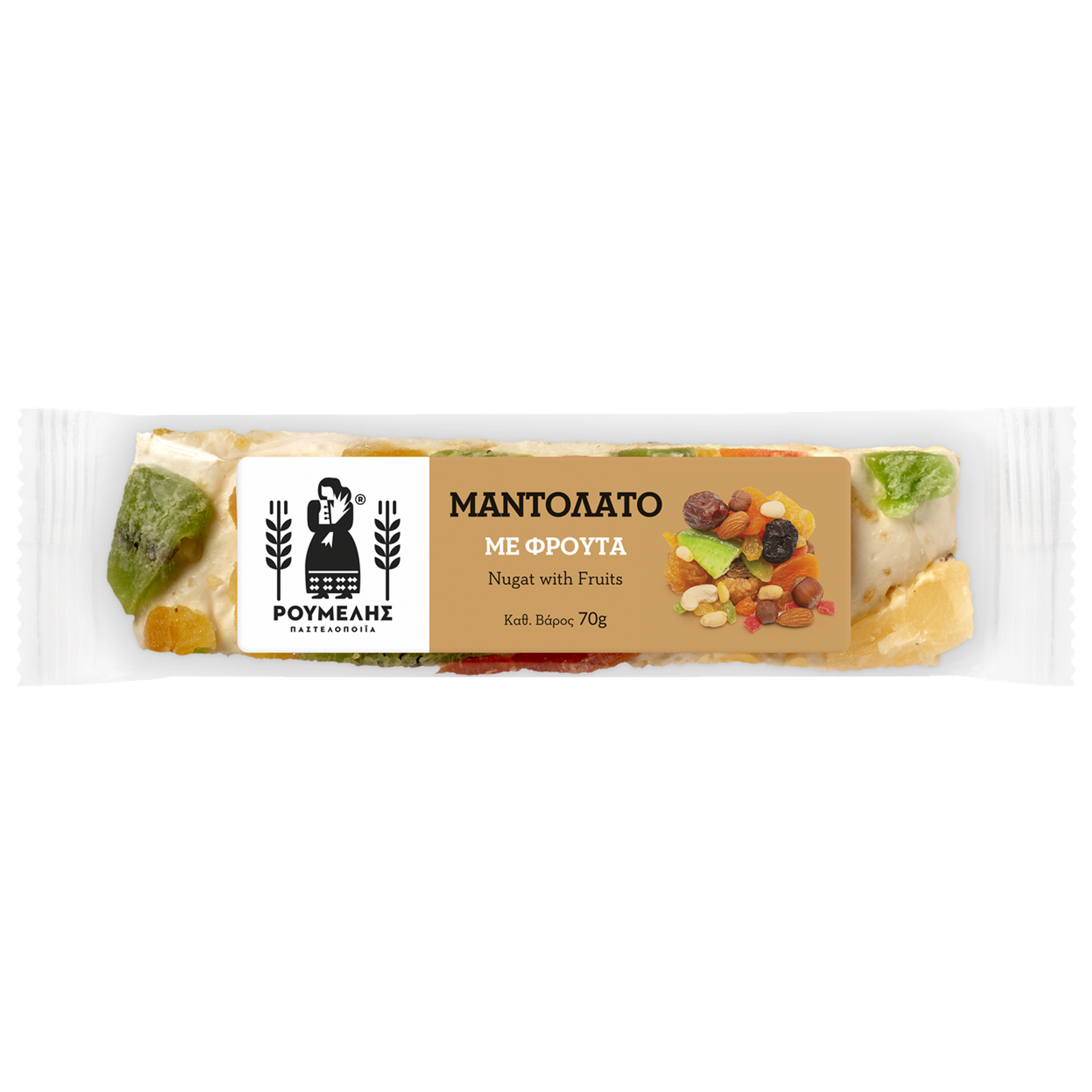nuga su džiovintais vaisiais, 70 g