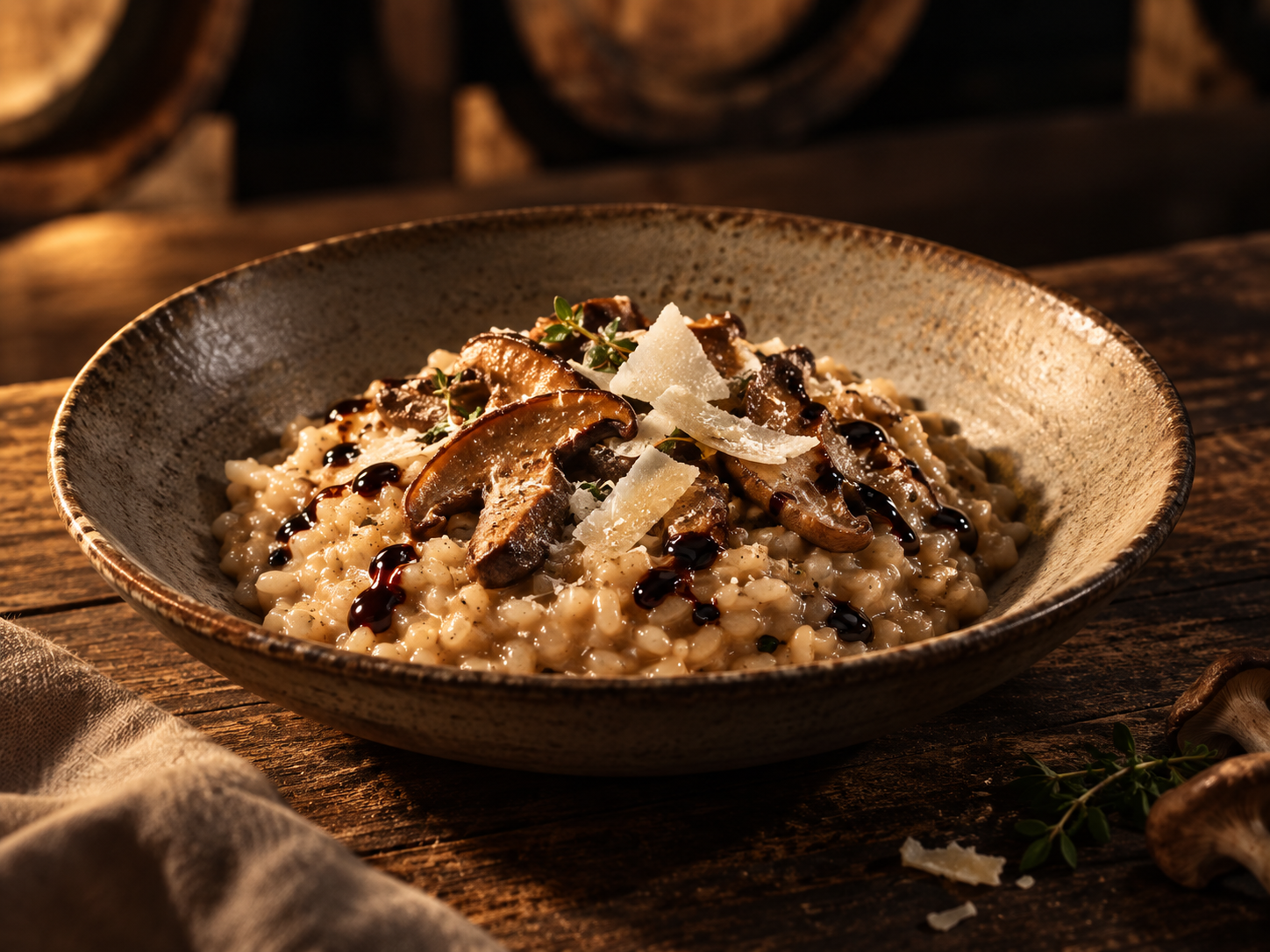 Kreminis grybų risotto su Botanico Gold Seal balzaminiu actu