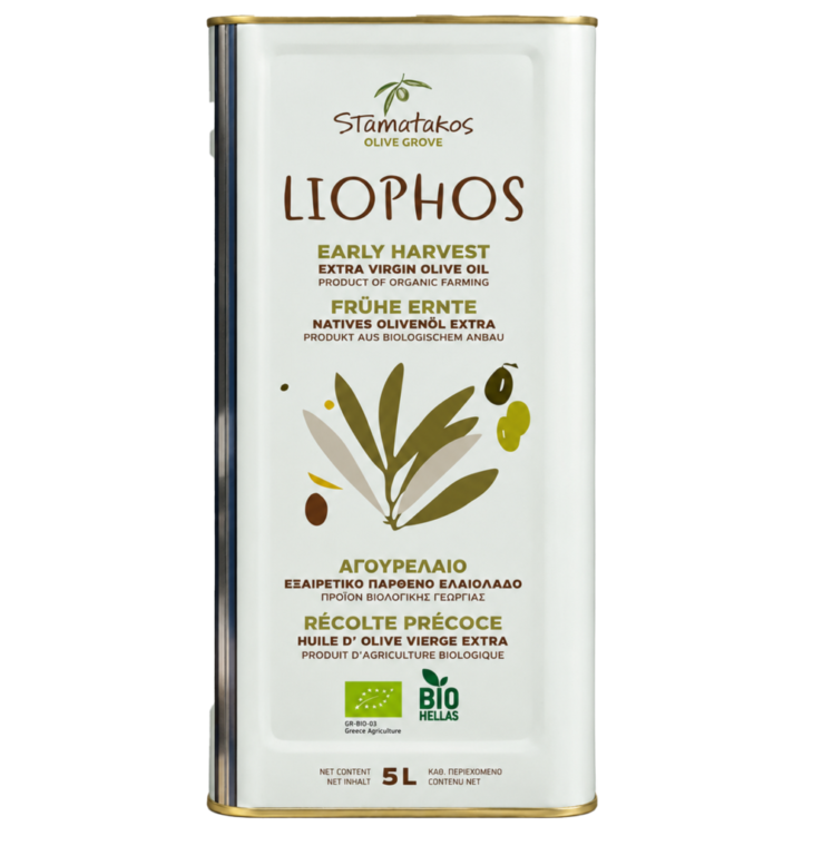 Nefiltruotas ekologiškas alyvuogių aliejus "Liophos Early Harvest" 5 l